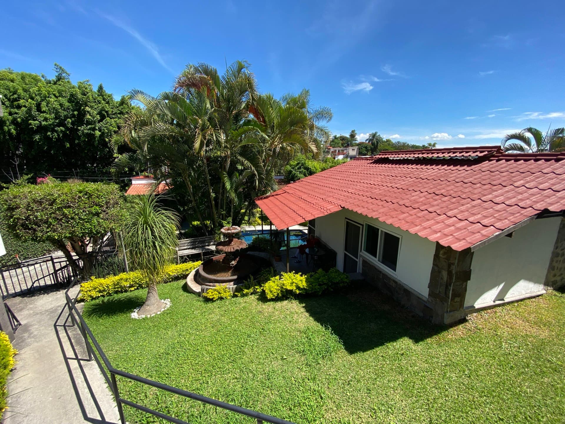 View of the garden and pool