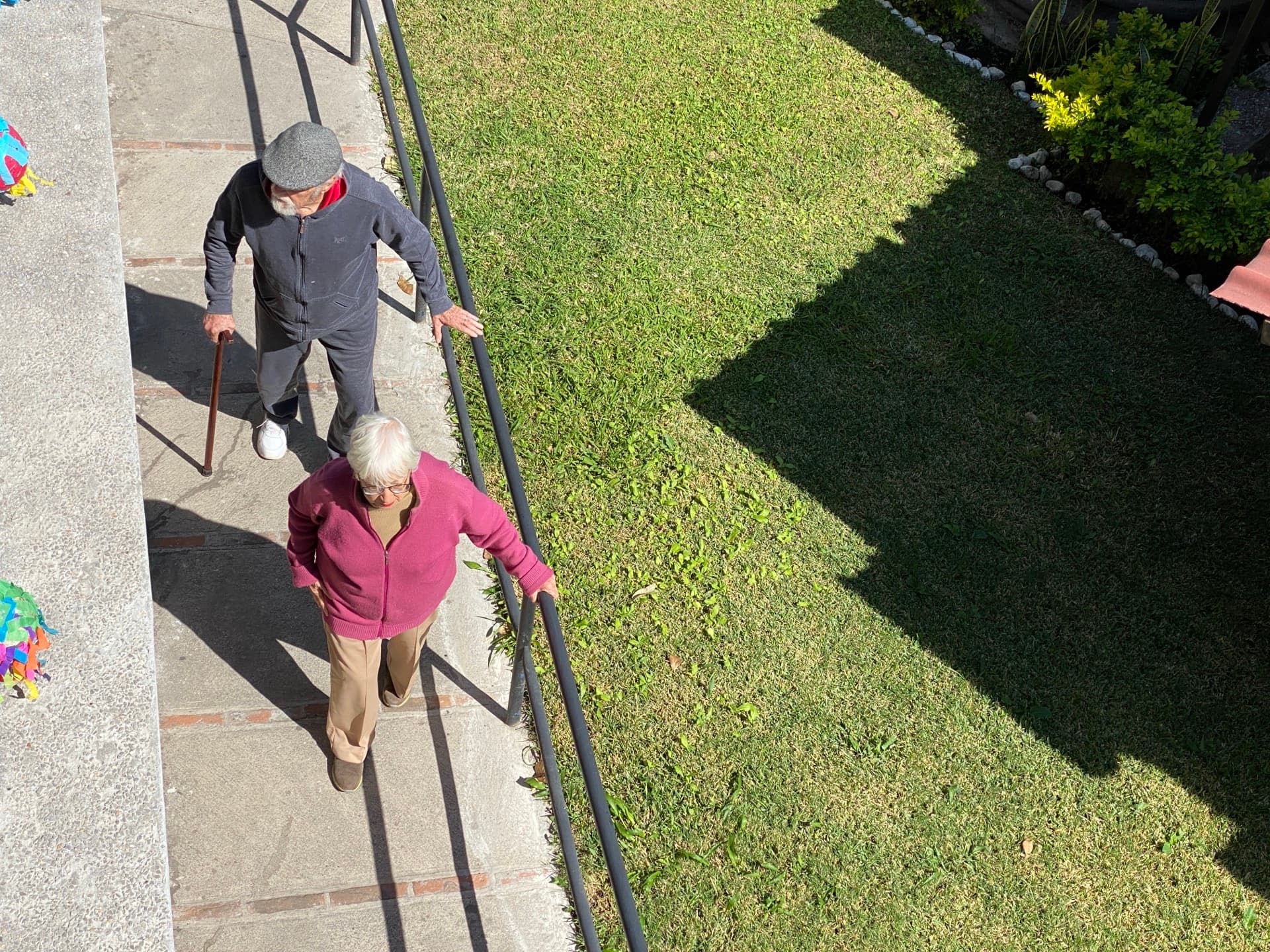 Older adults walking with support